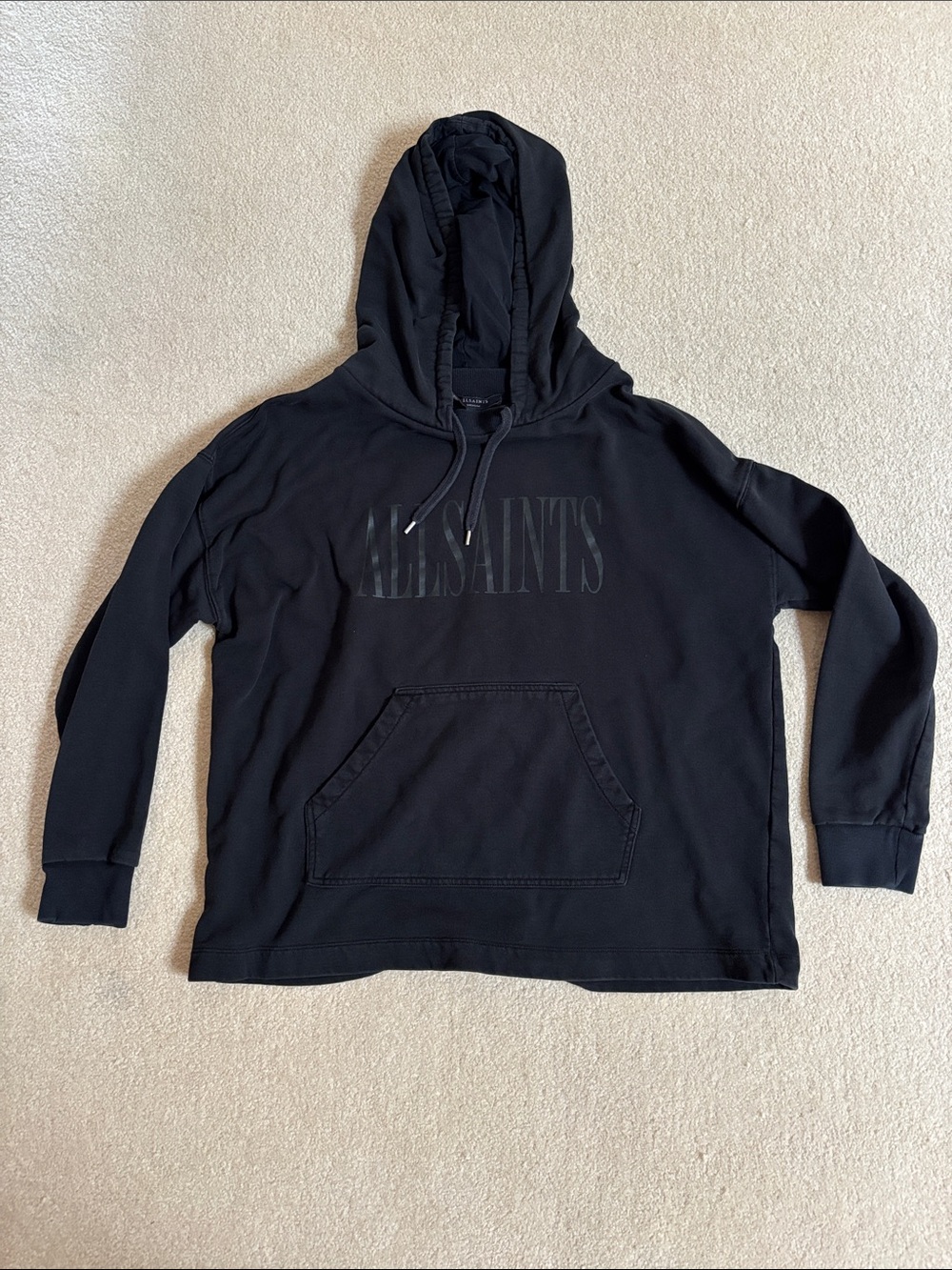 AllSaints Black Logo Pullover Hoodie